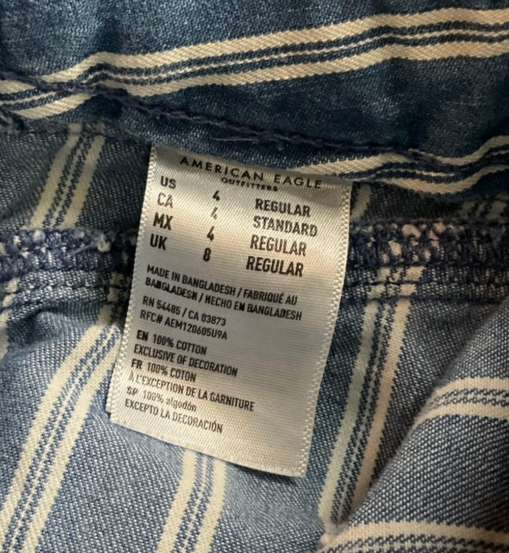 American Eagle Outfitters Size 4 Wide Leg Pants Blue Striped High Rise Tie - Picture 10 of 11